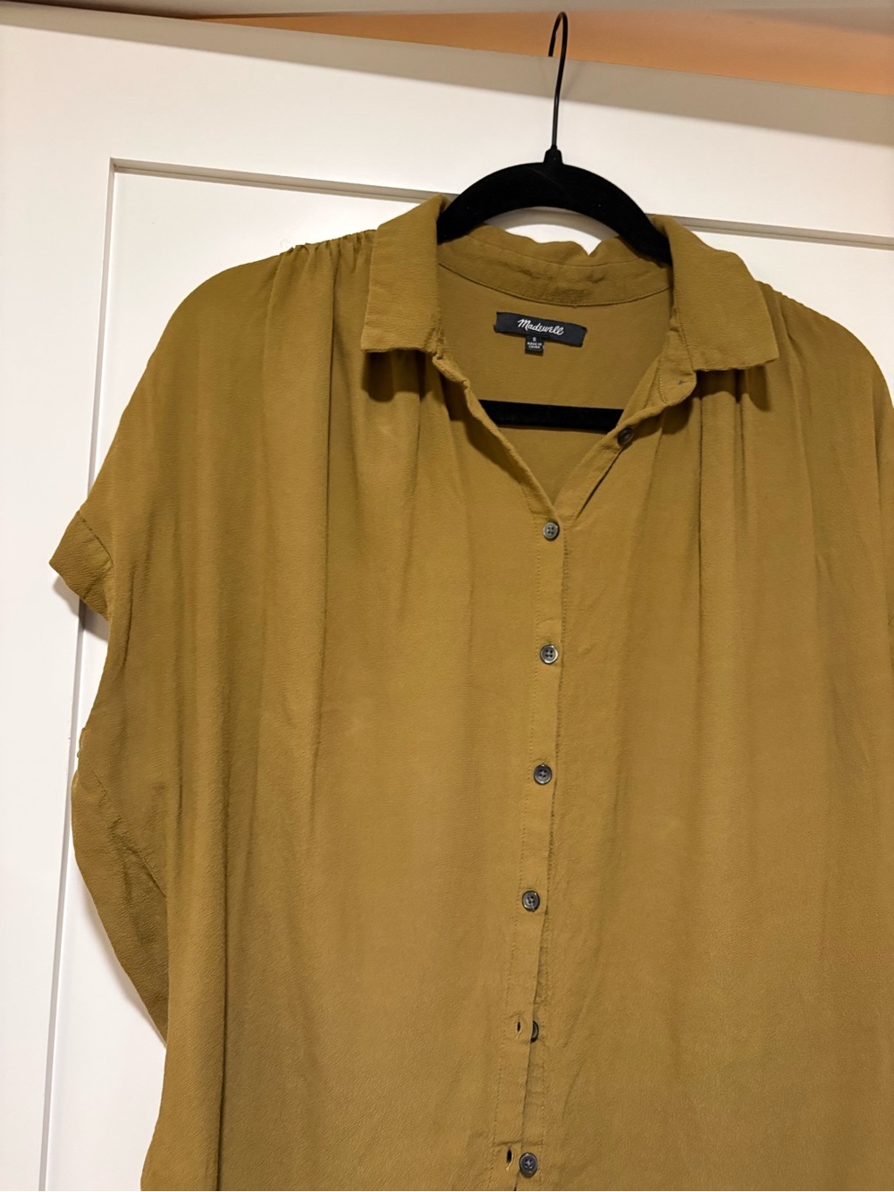 Madewell Central Drapey mustard button down in Mustard
